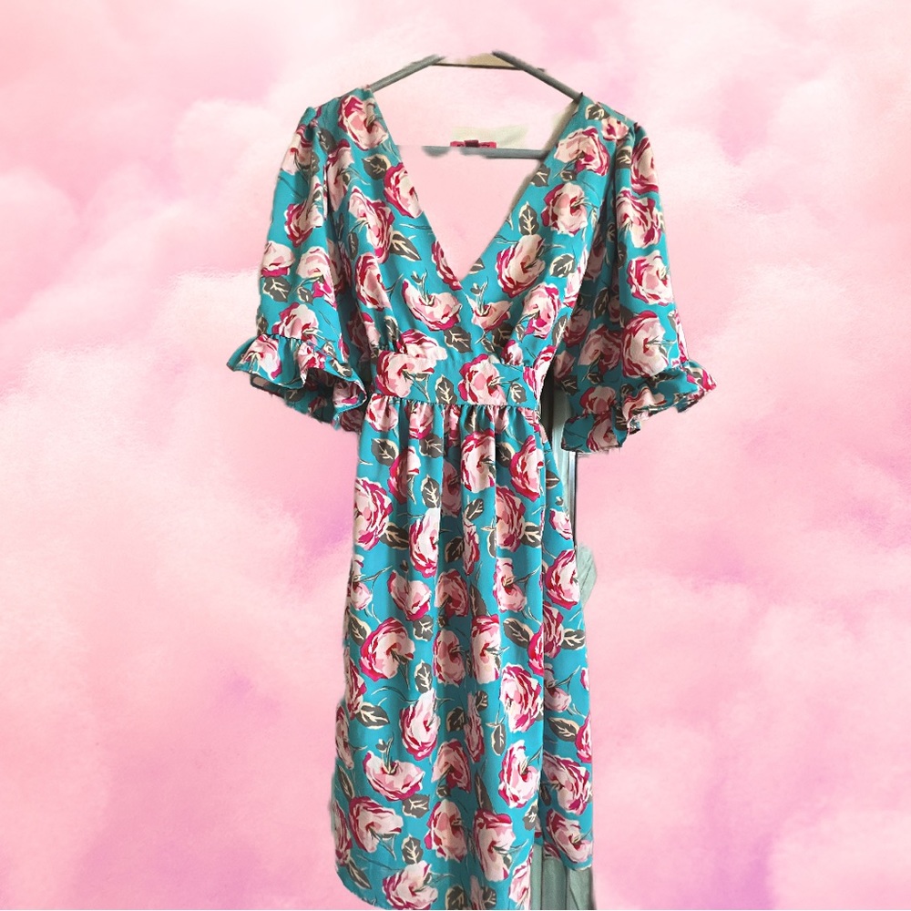 Betsy Johnson vintage rose bell sleeve dress size 12